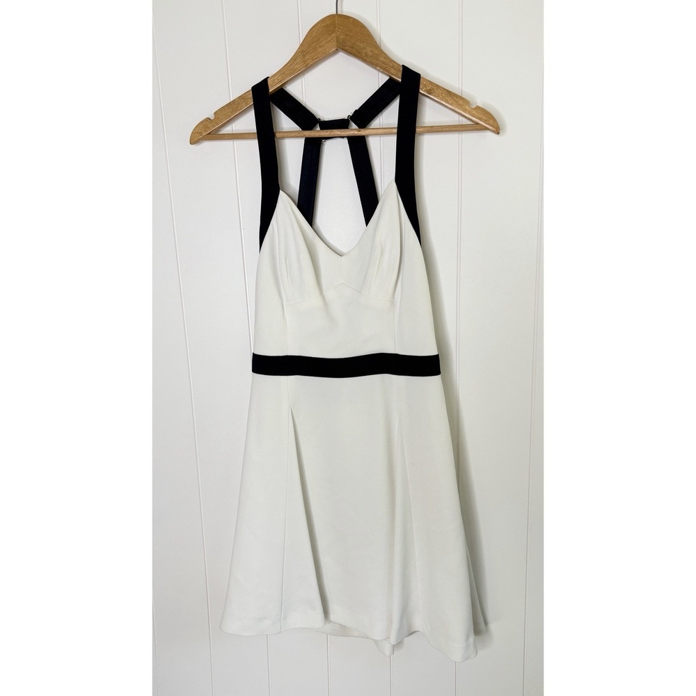 Trina Turk Lilette Dress Whitewash & Indigo Open Back Fit & Flare Dress Size 4 View 3